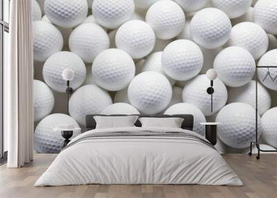 Lot of bright white golf balls as a background.  Wall mural