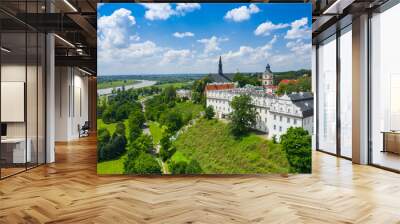 Sandomierz, Poland. Aerial view of medieval old town with town hall tower, gothic cathedral. Wall mural