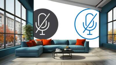 Mic off icon Isolated on white background vector set Wall mural