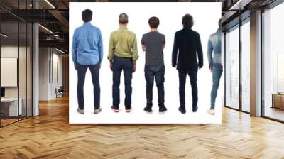 group of men from behind with white background Wall mural