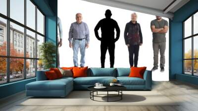 group of mixed people on white background (one silhouette) Wall mural