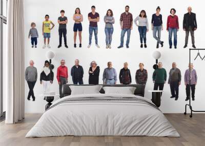 group of people of different ages from a child to an elderly woman on white background Wall mural