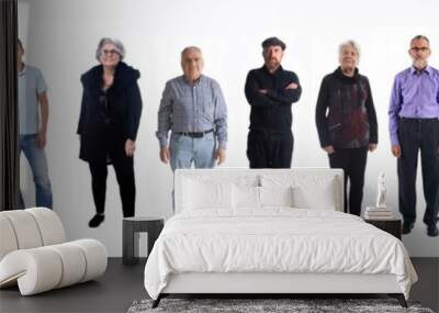 group of people of different ages on white background Wall mural