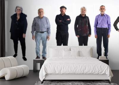 group of people of different ages on white background Wall mural