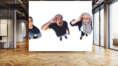 group of people with expression of forgetfulness or surprise on white background Wall mural