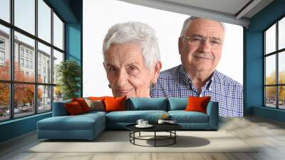 Portrait of a couple senior on white Wall mural