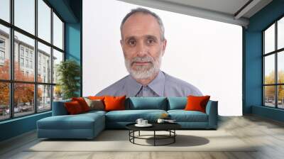 portrait of a middle-aged man with shirt and white background Wall mural