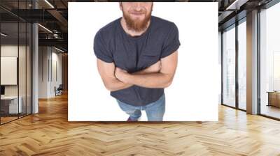 top view portrait of a man on  white Wall mural