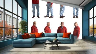 various poses of same senior men standing on white background Wall mural