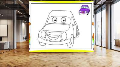 coloring car cartoon for kids Wall mural