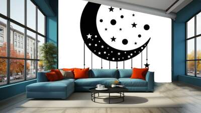 cute moon shape ornament Wall mural