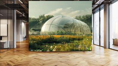 a dome around the farm for protects the plants from external weather conditions. Wall mural