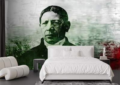 abstract art benito juarez president mexico in red, white and green mexican flag color with copy space. Wall mural