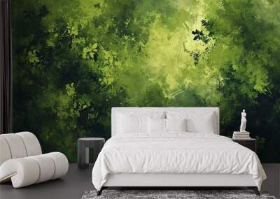 abstract green forest morning sunshine and mist background - AI Generated Abstract Art Wall mural