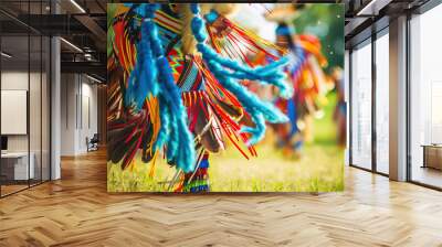 close up detail American Indians the hoop dancer costume for Native American Day background with coppy space. Wall mural