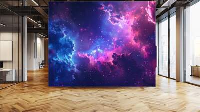 Colorful space exploration in dreamlike cyberpunk style. Wall mural