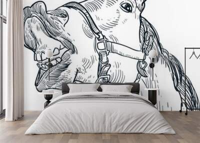 Vintage hand drawn sketch horse head Wall mural