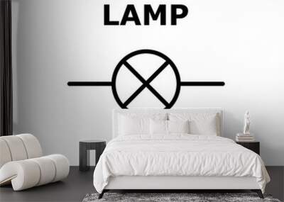 Lamp symbol vector electrical scheme isolated on white background Wall mural