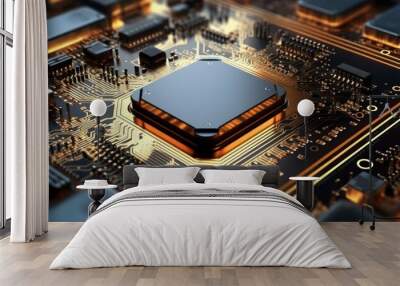 Central Computer Processor CPU. Motherboard digital chip,technology concept Wall mural