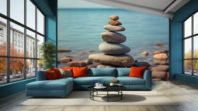 Zen Stones by the Sea Wall mural