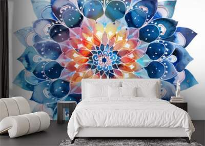 Mandala Watercolor Isolated on Transparent or White Background, PNG Wall mural