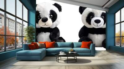 Stuffed Panda Plushie Set Isolated on Transparent or White Background, PNG Wall mural