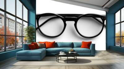 Black Reading Glasses with Folded Arms Wall mural