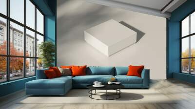 White box mockup on white table with shadows, 3d rendering Wall mural