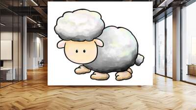 Cartoon little sheep isolated illustration Wall mural