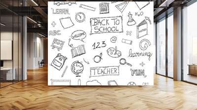 Set of hand drawn doodles back to school elements Wall mural