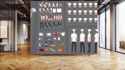 Chef, Cook Character Creation and Animation Pack, Man Wearing white Apron, with Kitchen Utensils, Mouth Animation and Lip Sync Wall mural