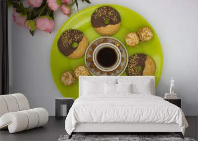 Coffee and Sweets with Almond Garnish Wall mural