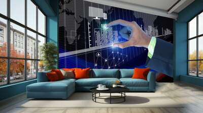 businessman showing digital graph Wall mural