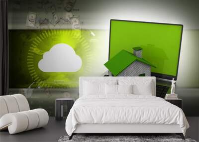 Real estate concept with laptop Wall mural