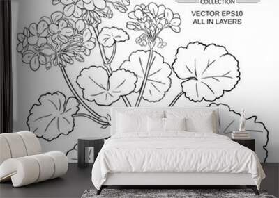 geranium plant illustration Wall mural