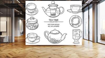 glass tea set sketch Wall mural