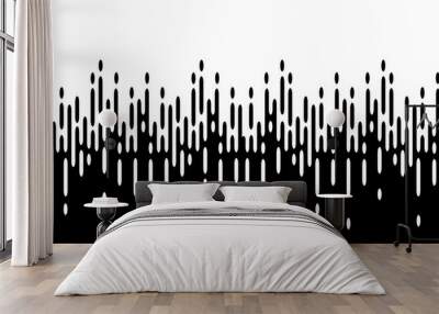 Black and white background with halftone transition. Rounded lines seamless pattern. Wall mural