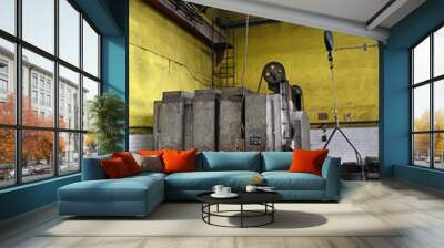 Interior of a metal foundry. Layout of a foundry with steel furnaces. Wall mural