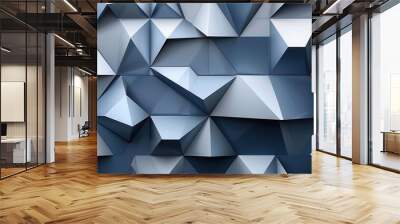 Minimal navy blue and silver abstract pattern, repeating triangles and contemporary design, matte finish for editorial use. Navy blue silver abstract pattern Wall mural