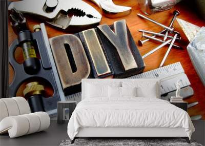 Rustic and vintage do it yourself used tool background Wall mural