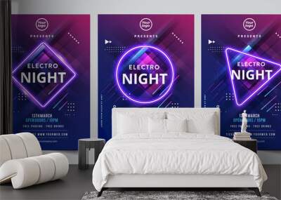 Dance Club Night Party Flyer Brochure Layout Template. Club Party Banner design set. Vector illustration - Vector Wall mural