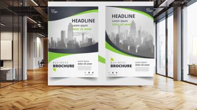 Green annual report brochure flyer design template. Leaflet cover presentation abstract background for business, magazines, posters, booklets, banners. Layout in A4 size. Easily editable vector format Wall mural