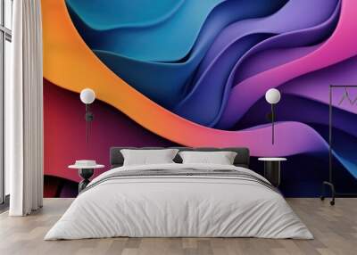 Abstract 3D Background Showcasing Vibrant Layers Of Flowing Fabric Wall mural