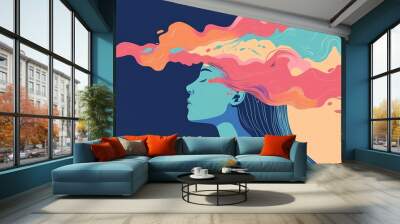 Abstract Psychedelic Dreams And Thoughts Inner Mind Ai Generation Wall mural