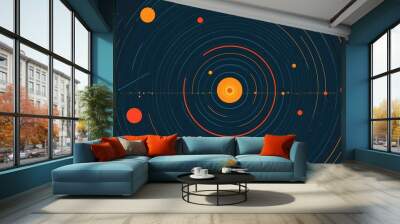 Abstract Radar Background With Circular Patterns And Signals Wall mural