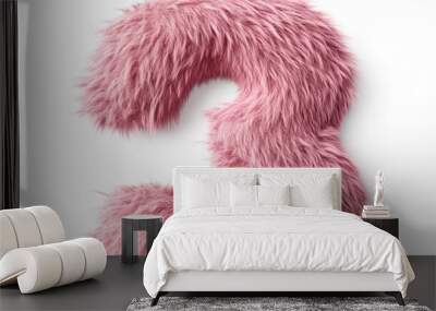 Adorable pink number three resembling soft fur short hair set against a white background featuring a 3D illusion in a whimsical storybook style Wall mural