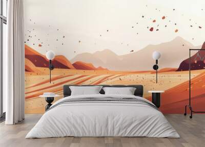 Off Road Dirt Race Track With Flying Dust Particles Wall mural