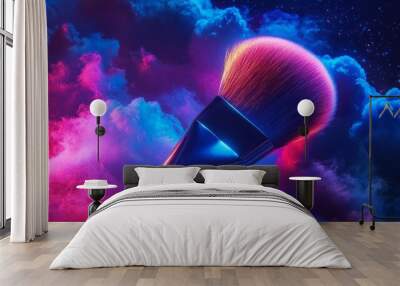 A brush is shown in a colorful, dreamy sky Wall mural