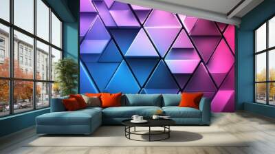 A colorful background with pink and blue triangles Wall mural