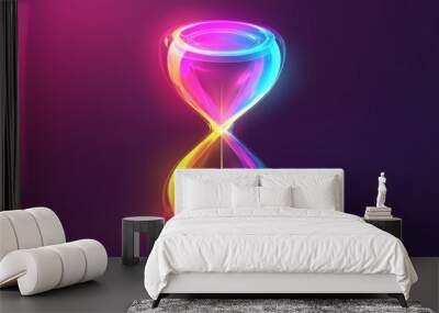 A colorful glass hourglass with a purple background Wall mural